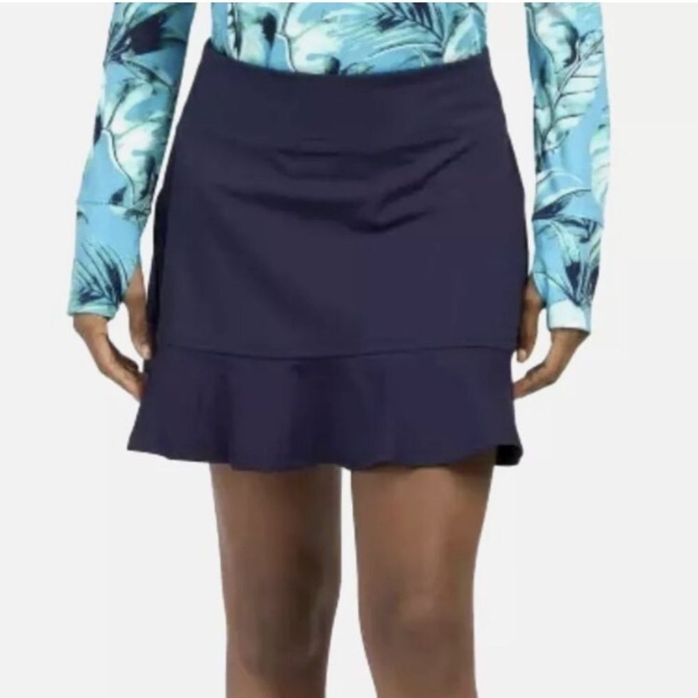Tommy Bahama‎ 15” High Rise Golf Navy Blue Pocket Ruffle Golf Skirt Size XL